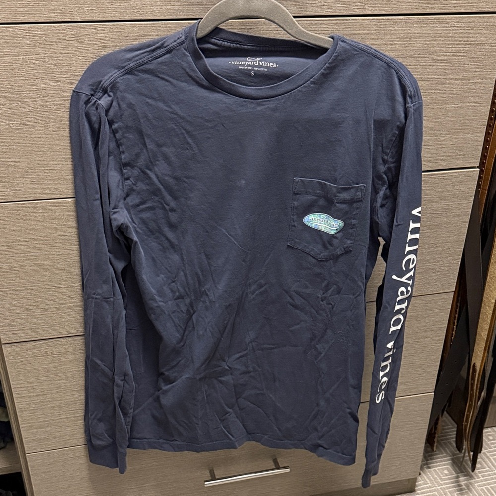 Vineyard Vines Men's Dark Blue Long Sleeve Tee